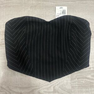 Black Pinstripe Bustier Top Size small